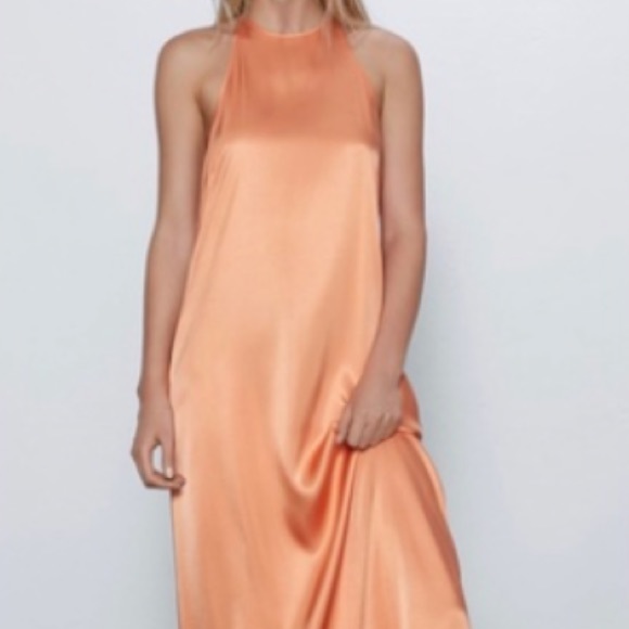 Zara Orange Maxi Dress - Picture 1 of 8